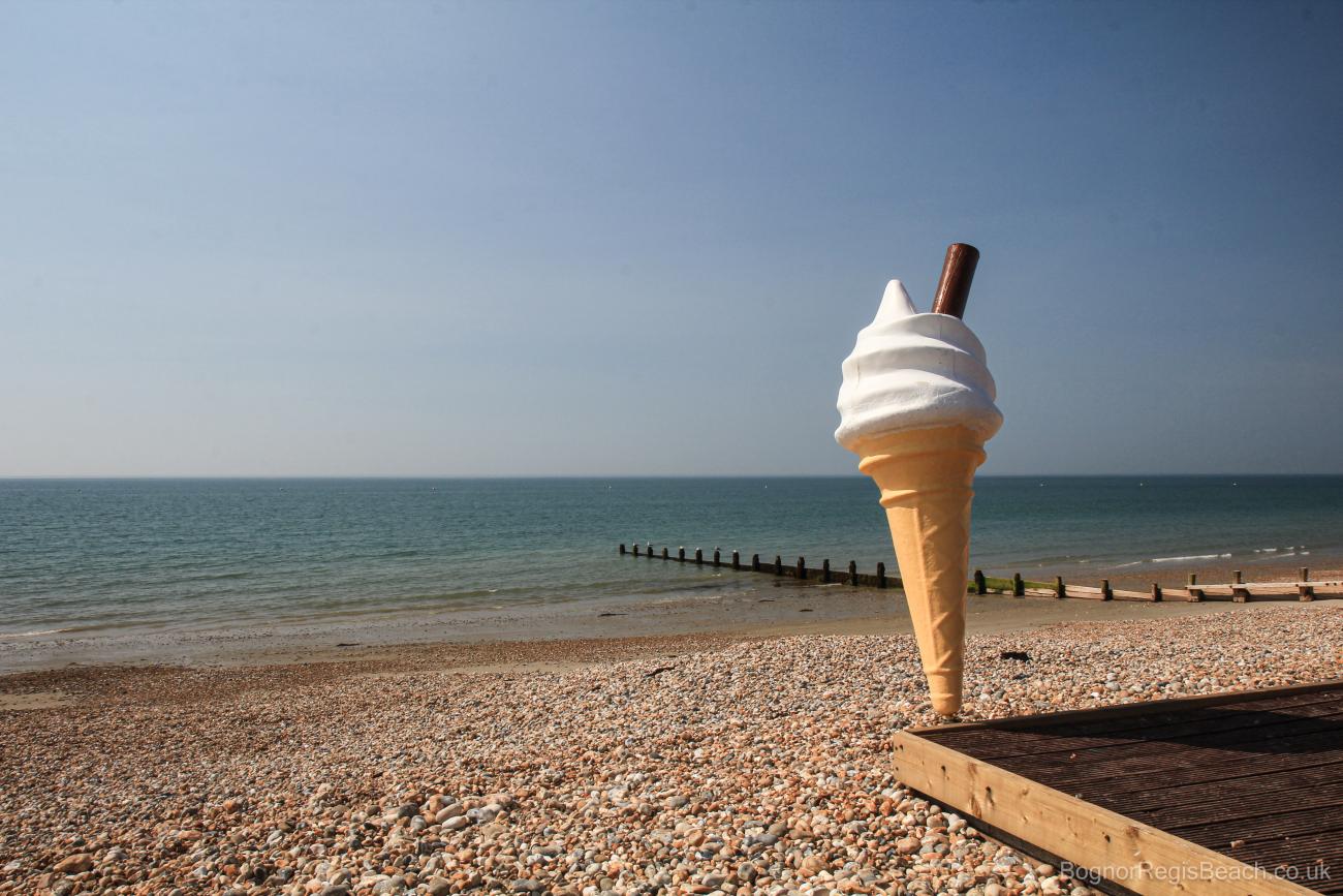Large ice cream advertising cone on east beach Bognor Regis