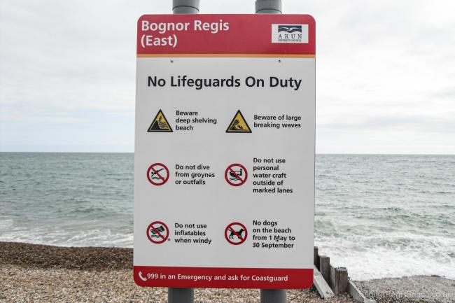 No lifeguards on duty sign