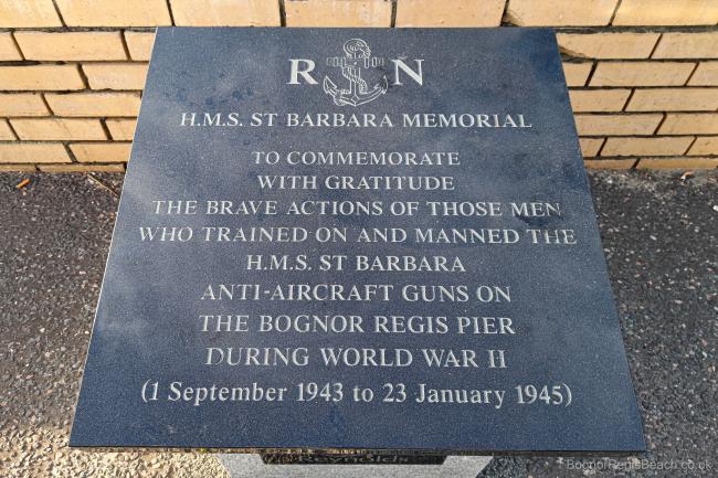 HMS Barbara Memorial Plaque by the pier Bognor Regis